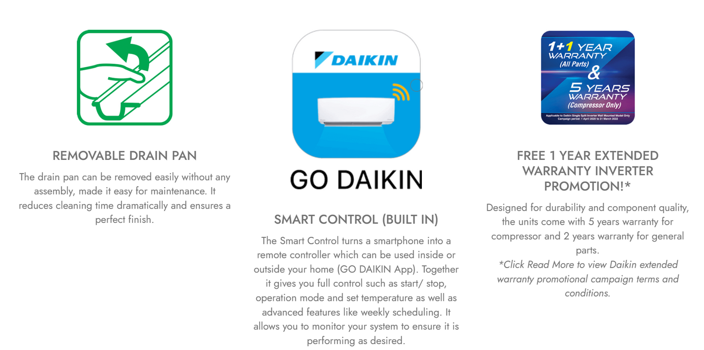 DAIKIN FTKF35CV1MF 1.5HP INVERTER AIR COND (Without installation)