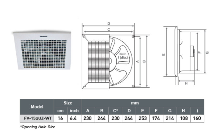 PANASONIC FV-15TGUZ CEILING MOUNT VENTILATOR FAN