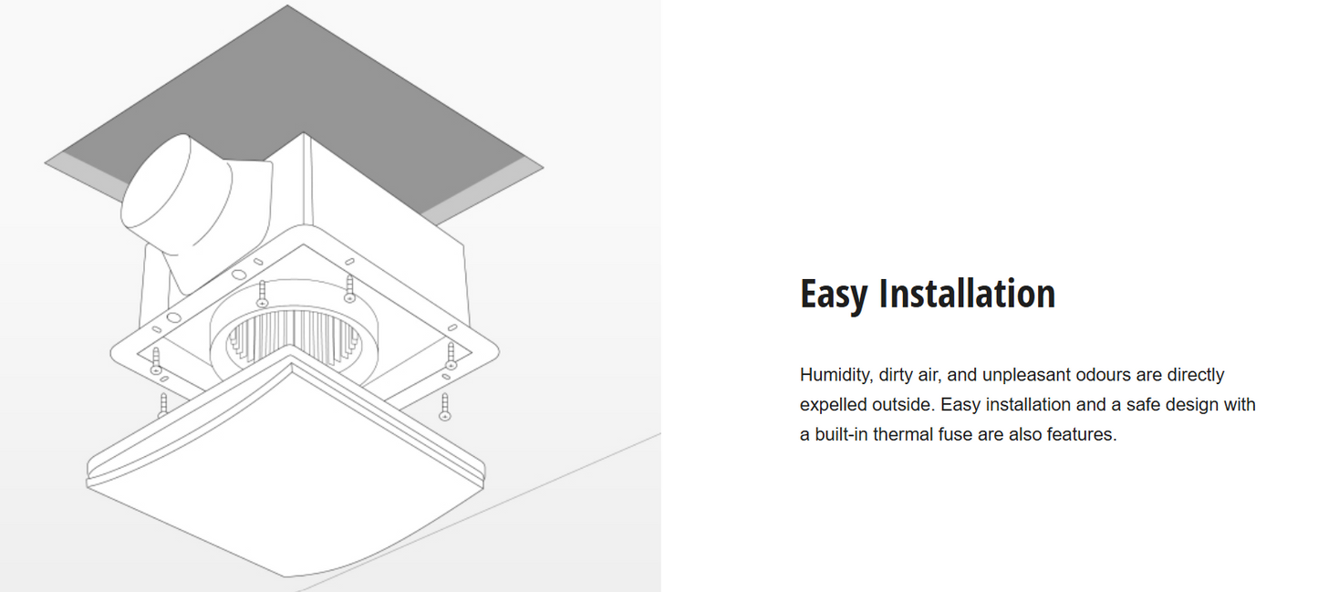 PANASONIC FV-17CU2MVBSH - 6.8" (17cm) CEILING MOUNT VF SLIM SERIES STYLISH AND QUIET