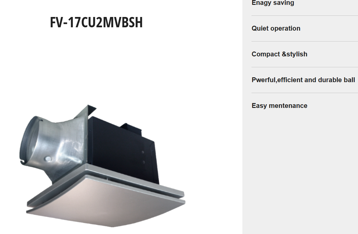 PANASONIC FV-17CU2MVBSH - 6.8" (17cm) CEILING MOUNT VF SLIM SERIES STYLISH AND QUIET