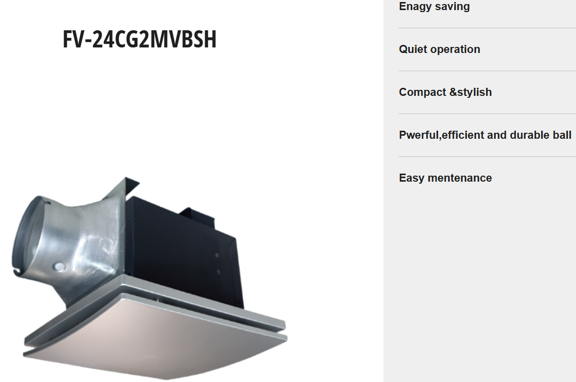 PANASONIC FV-24CG2MVBSH - 9.6" (24cm) CEILING MOUNT VF SLIM SERIES STYLISH AND QUIET