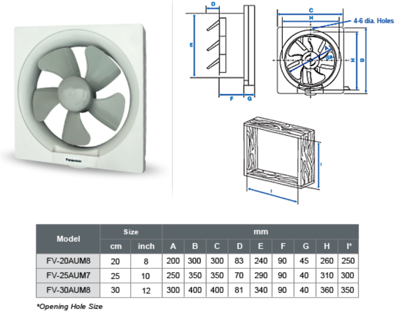 PANASONIC FV-30AUM8 - 12" WALL MOUNTED VENTILATION FAN