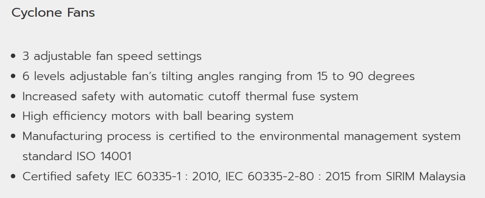 HATARI HT-PS20M1 CYCLONE FAN