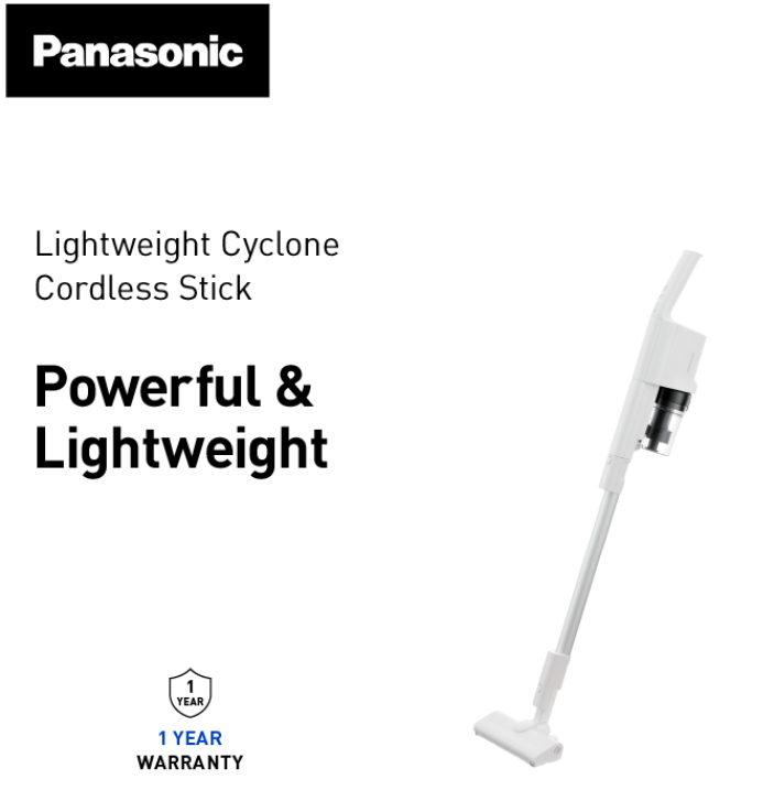 PANASONIC LIGHTWEIGHT CYCLONE CORDLESS STICK VACUUM CLEANER MC-SB33JW147