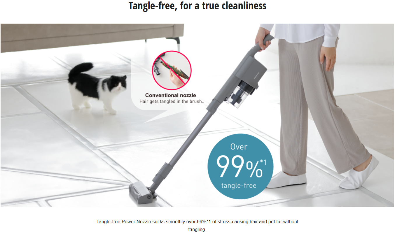 PANASONIC TANGLE FREE CYCLONE CORDLESS STICK VACUUM CLEANER MC-SB53KH147