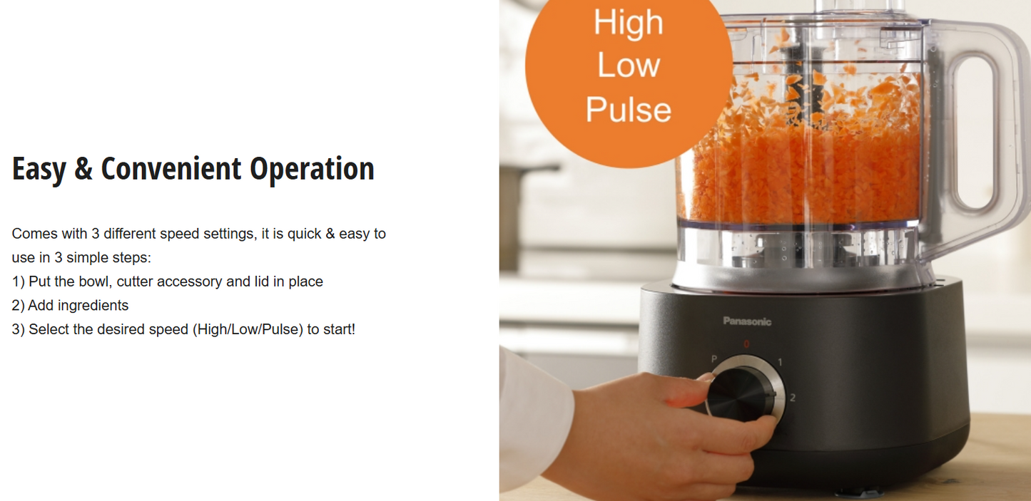 PANASONIC FOOD PROCESSOR MK-F510KSK WITH 9 ACCESSORIES FOR 25 Functions