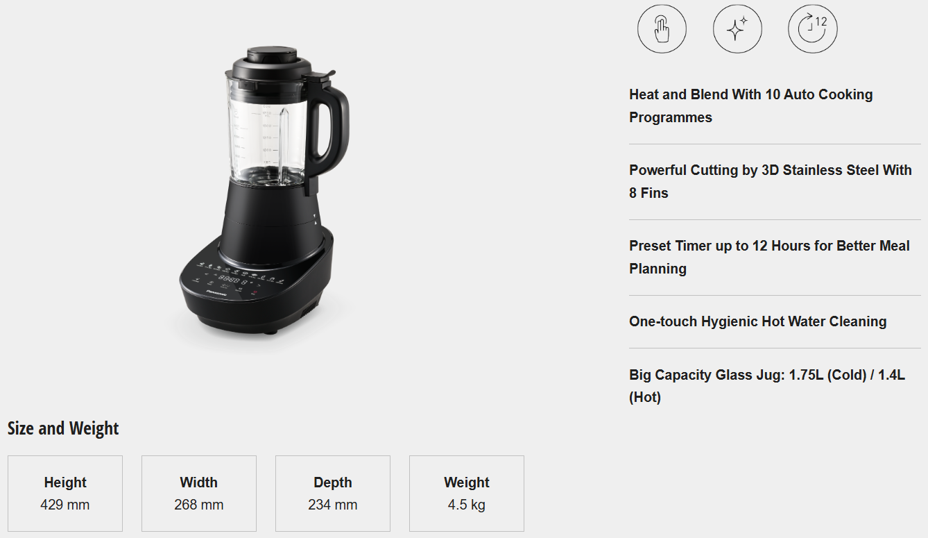 PANASONIC ALL IN ONE COOKING BLENDER MX-HG6401KSK