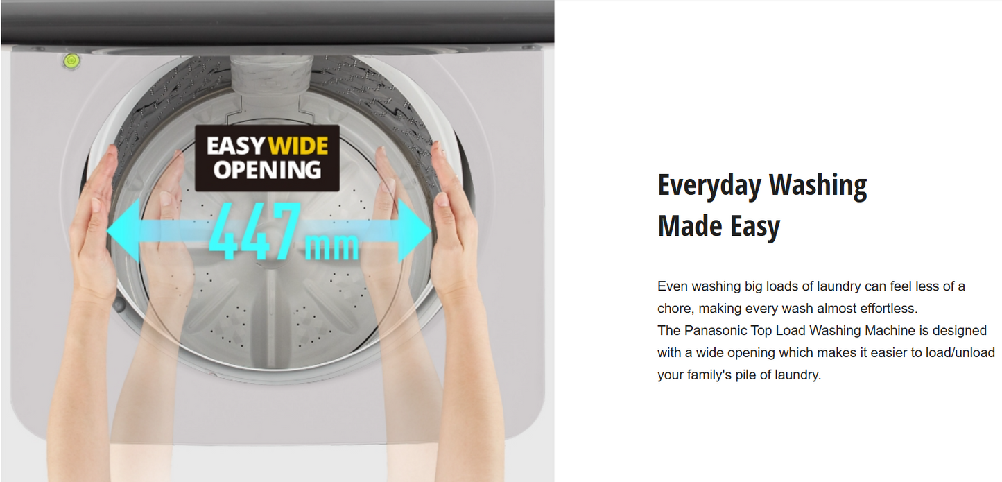 PANASONIC 12.5KG TOP LOAD WASHING MACHINE FOR STAIN CARE NA-F12AR1HRT