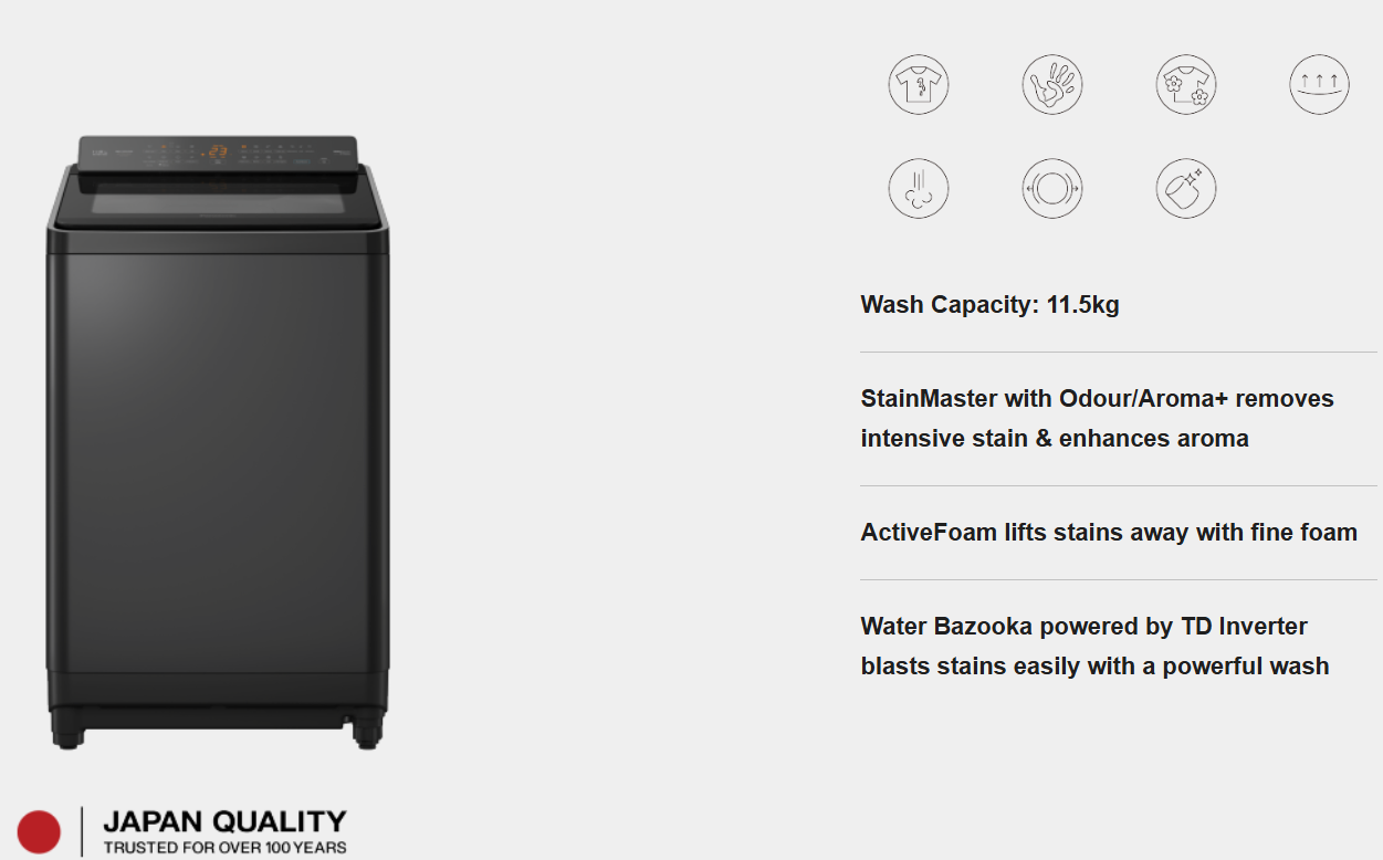 PANASONIC 11.5kg TOP LOAD WASHING MACHINE NA-FD115X3BT