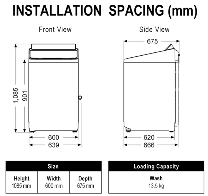 PANASONIC 13.5KG TOP LOAD WASHING MACHINE NA-FD135X3BT