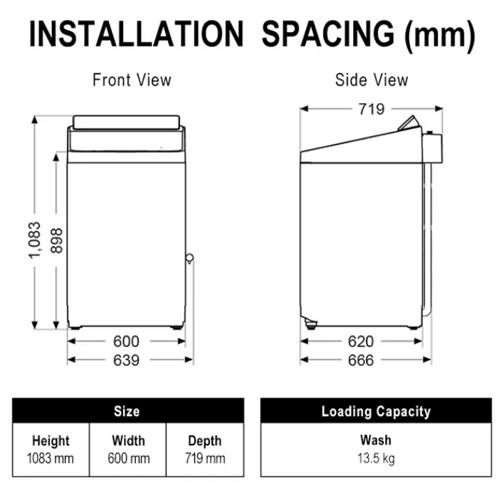 PANASONIC 13.5KG SMART TOP LOAD WASHING MACHINE NA-FD135Z3BT