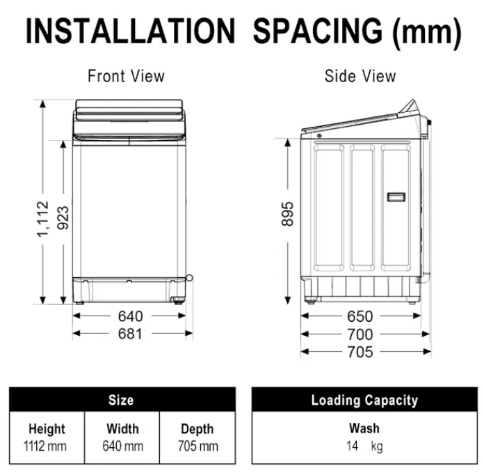 PANASONIC 14.5KG INVERTER & HOT WASH TOP LOAD WASHER NA-FD145V3BT