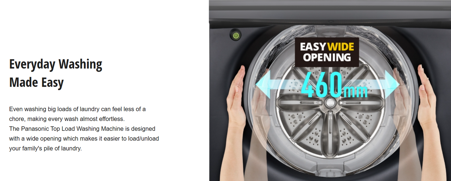 PANASONIC 14.5KG INVERTER & HOT WASH TOP LOAD WASHER NA-FD145V3BT