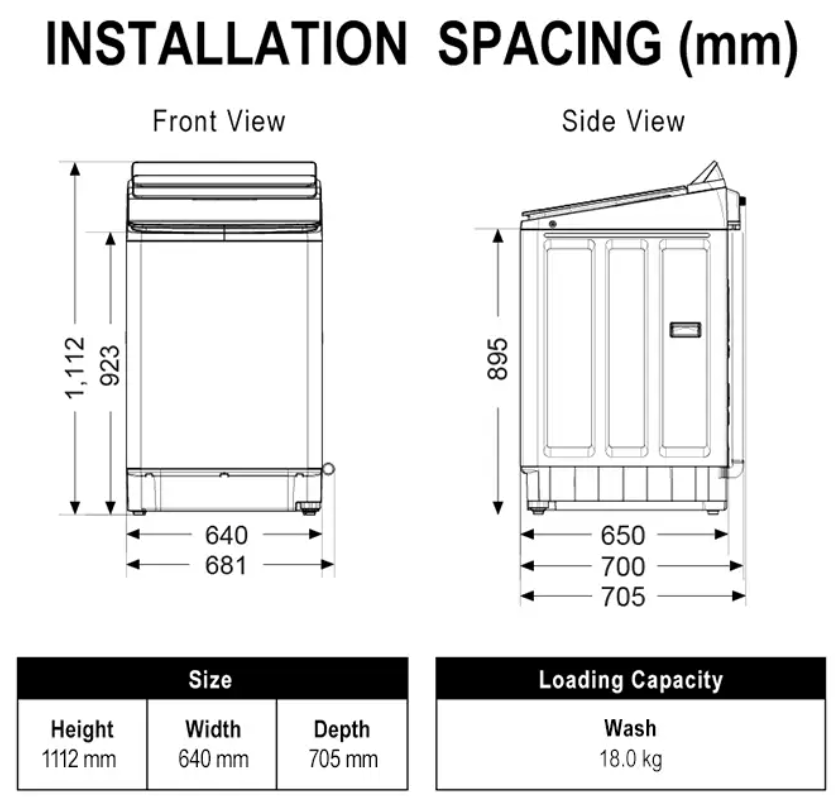PANASONIC 18KG TOP LOAD WASHING MACHINE NA-FD180V3BT