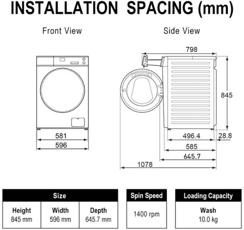 PANASONIC SMART APP+ & HYGIENE Dry ASSIST 10KG FRONT LOAD WASHING MACHINE NA-V10FR1BMY