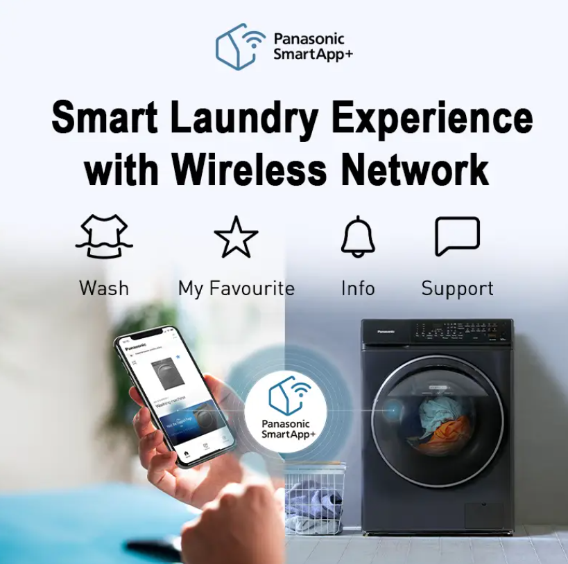 PANASONIC SMART APP+ & HYGIENE Dry ASSIST 10KG FRONT LOAD WASHING MACHINE NA-V10FR1BMY