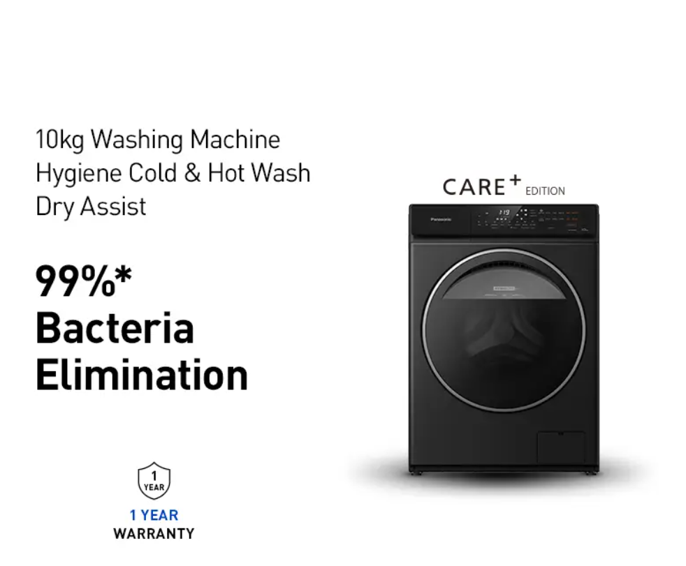 PANASONIC SMART APP+ & HYGIENE Dry ASSIST 10KG FRONT LOAD WASHING MACHINE NA-V10FR1BMY