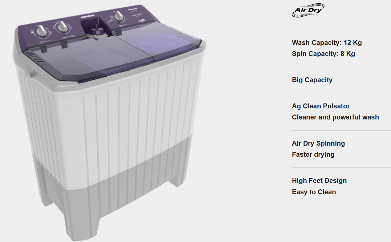 PANASONIC 12KG TWIN TUB WASHER NA-W120G1VRT