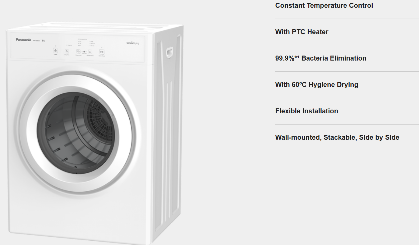 PANASONIC 8KG FABRIC CARE TUMBLE DRYER NH-E80JA1WMY
