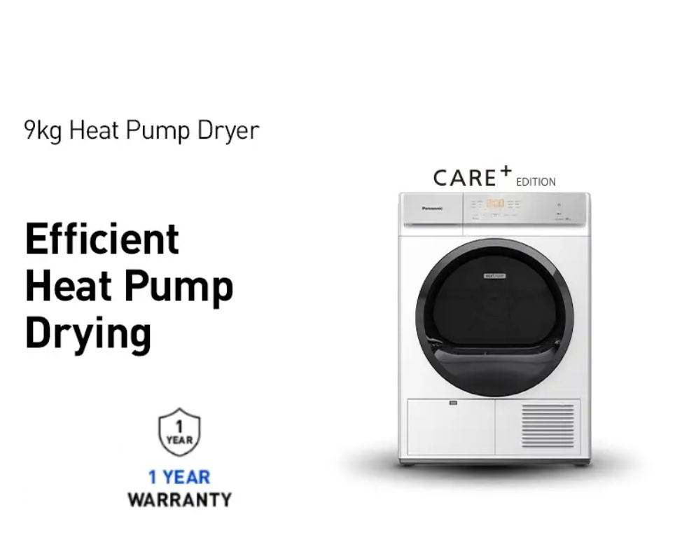 PANASONIC 9KG GENTLE & ENERGY EFFICIENT DRYING HEAT PUMP DRYER NH-EH90JD1WM