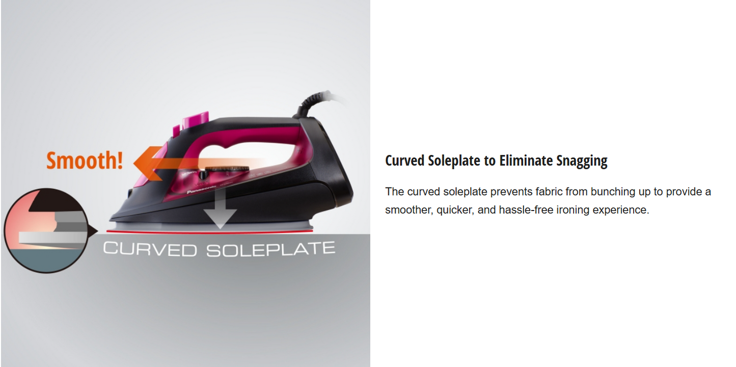 PANASONIC STEAM IRON WITH  DURABLE DESIGN AND BIG SOLEPLATE NI-U400CPSK