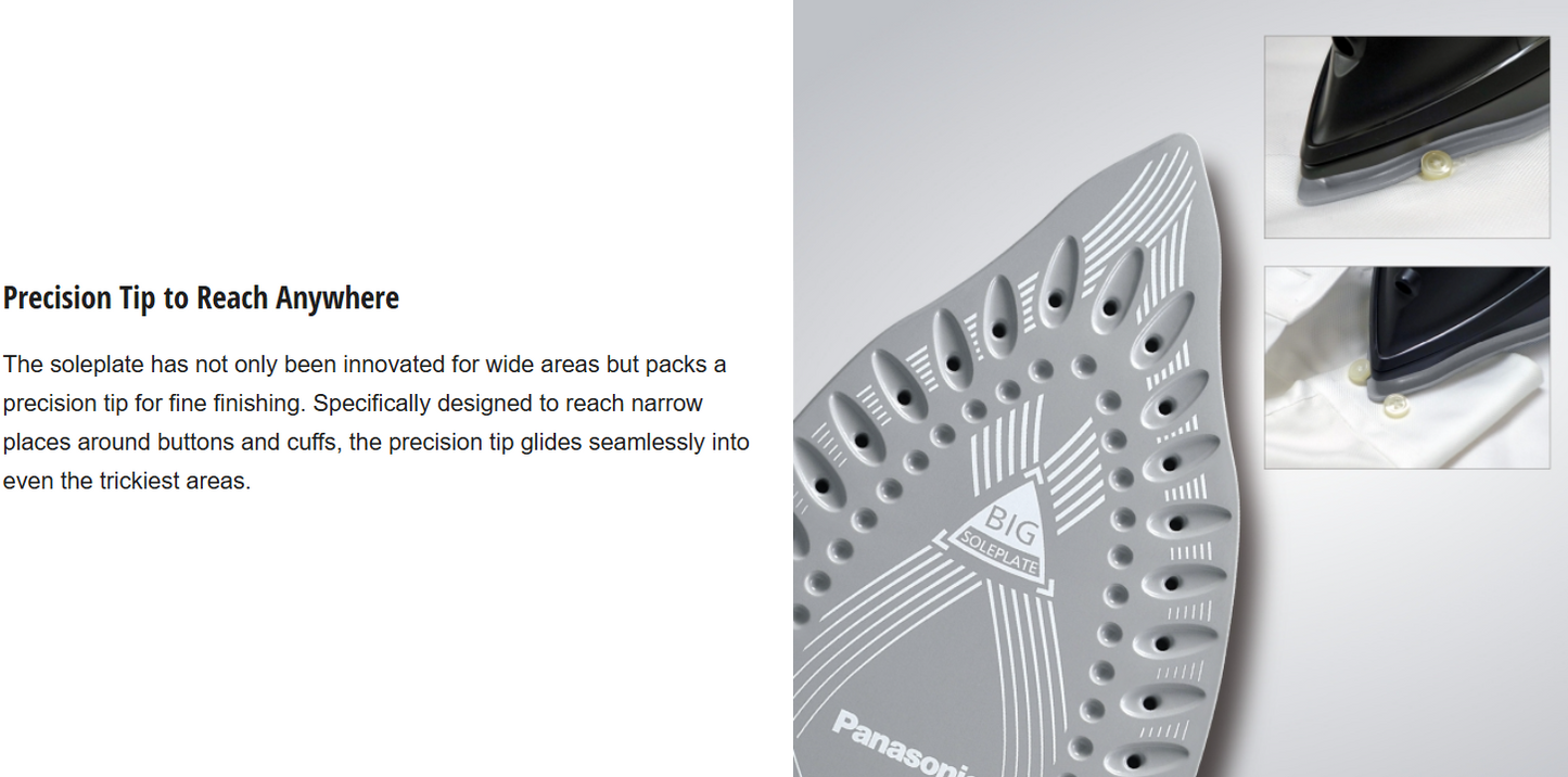 PANASONIC STEAM IRON WITH  DURABLE DESIGN AND BIG SOLEPLATE NI-U400CPSK