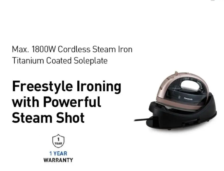 PANASONIC 1800 W CORDLESS STEAM IRON WITH MULTI DIRECTION SOLEPLATE FOR FREE STYLE IRONING NI-WL35PNSK