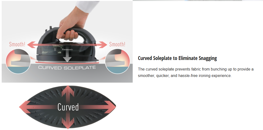 PANASONIC 2000 W CORDLESS STEAM IRON WITH MULTI DIRECTION SOLEPLATE NI-WL55KSKE