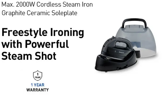 PANASONIC 2000 W CORDLESS STEAM IRON WITH MULTI DIRECTION SOLEPLATE NI-WL55KSKE