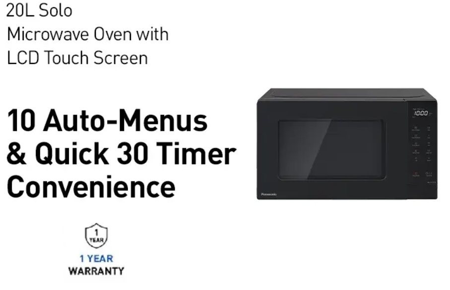 PANASONIC 20L SOLO MICROWAVE OVEN NN-ST22QBMPQ WITH 10 PRE-PROGRAMMED AUTO MENUS