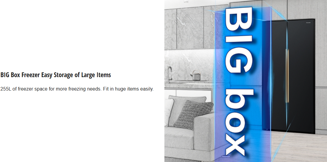PANASONIC 570L  SIDE BY SIDE REFRIGERATOR NR-S621BB-MY