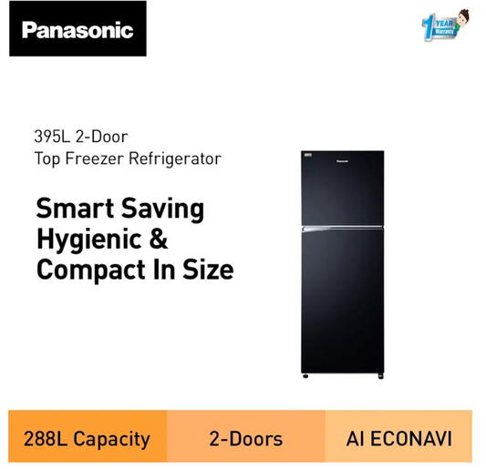 PANASONIC 395L INVERTER 2 DOOR REFRIGERATOR NR-TL381BPKM