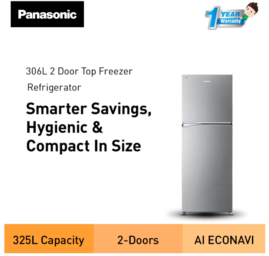 PANASONIC 325L 2 DOOR TOP FREEZER REFRIGERATOR NR-TV341BPSM