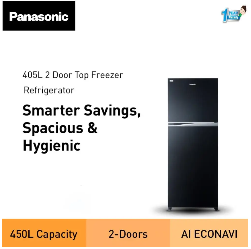PANASONIC 450L 2 DOOR TOP FREEZER REFRIGERATOR NR-TX461CPKM
