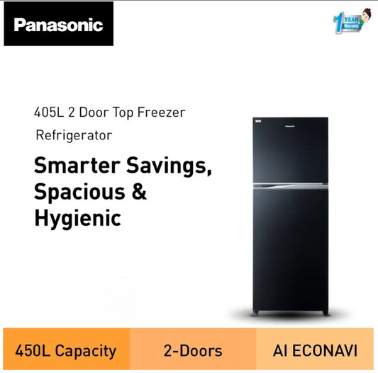 PANASONIC 450L 2 DOOR TOP FREEZER REFRIGERATOR NR-TX461CPKM