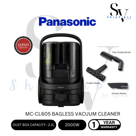 PANASONIC 2000W CYCLONE BAGLESS VACUUM CLEANER WITH HEPA FILTER  MC-CL605KV47