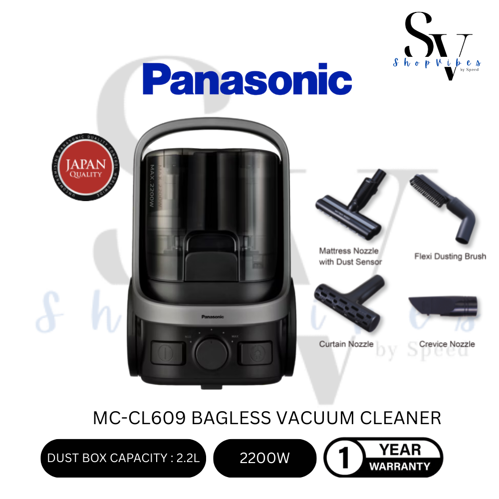 PANASONIC 2200W CYCLONE BAGLESS VACUUM CLEANER WITH HEPA FILTER  MC-CL609HV47