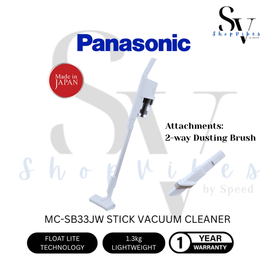 PANASONIC LIGHTWEIGHT CYCLONE CORDLESS STICK VACUUM CLEANER MC-SB33JW147