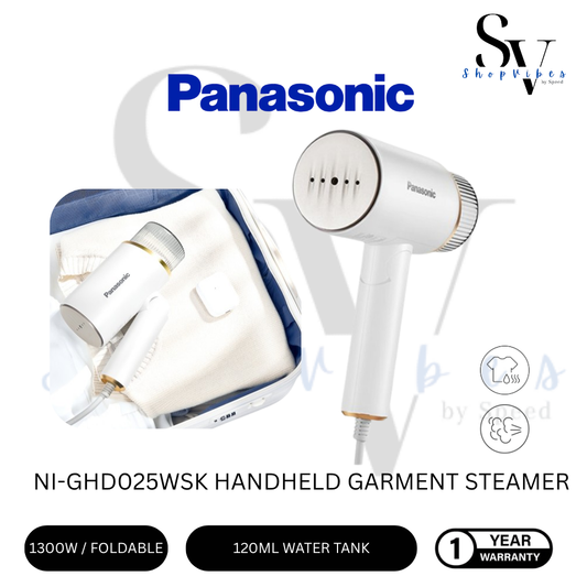 PANASONIC 1300W LIGHTWEIGHT AND FOLDABLE HANDHELD GARMENT STEAMER NI-GHF025WSK