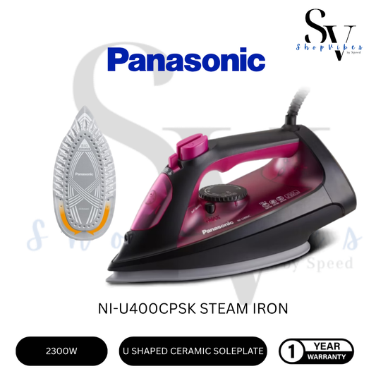 PANASONIC STEAM IRON WITH  DURABLE DESIGN AND BIG SOLEPLATE NI-U400CPSK