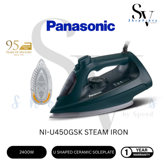 PANASONIC STEAM IRON WITH MAX 2400W POWERFUL STEAM AND BIG SOLEPLATE NI-U450GSK