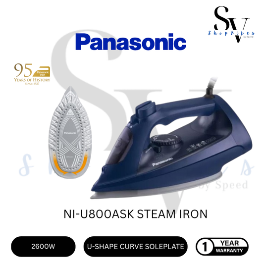 PANASONIC STEAM IRON WITH MAX 2600W POWERFUL STEAM AND BIG SOLEPLATE NI-U800ASK