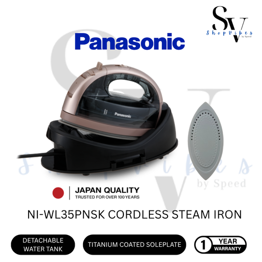 PANASONIC 1800 W CORDLESS STEAM IRON WITH MULTI DIRECTION SOLEPLATE FOR FREE STYLE IRONING NI-WL35PNSK