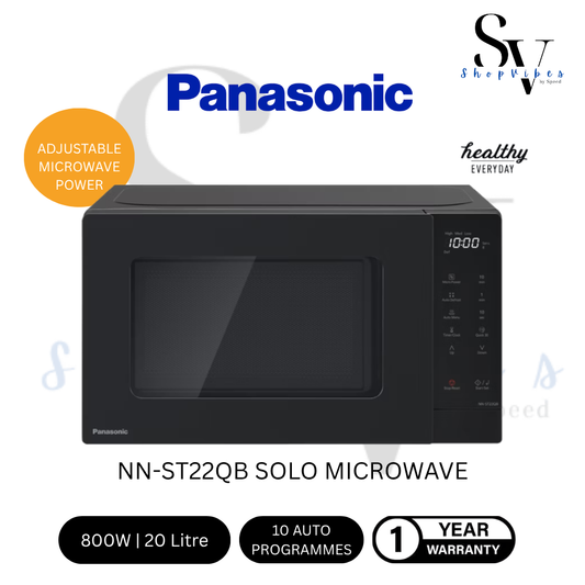 PANASONIC 20L SOLO MICROWAVE OVEN NN-ST22QBMPQ WITH 10 PRE-PROGRAMMED AUTO MENUS