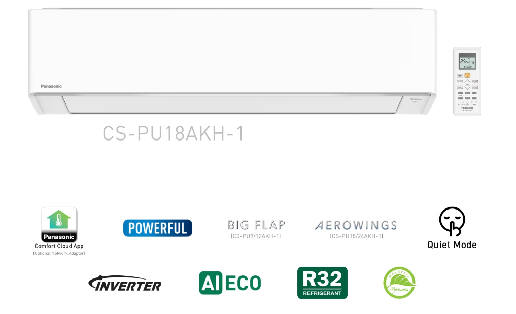 PANASONIC PU18AKH 2.0HP STANDARD INVERTER AIR COND (Without installation)