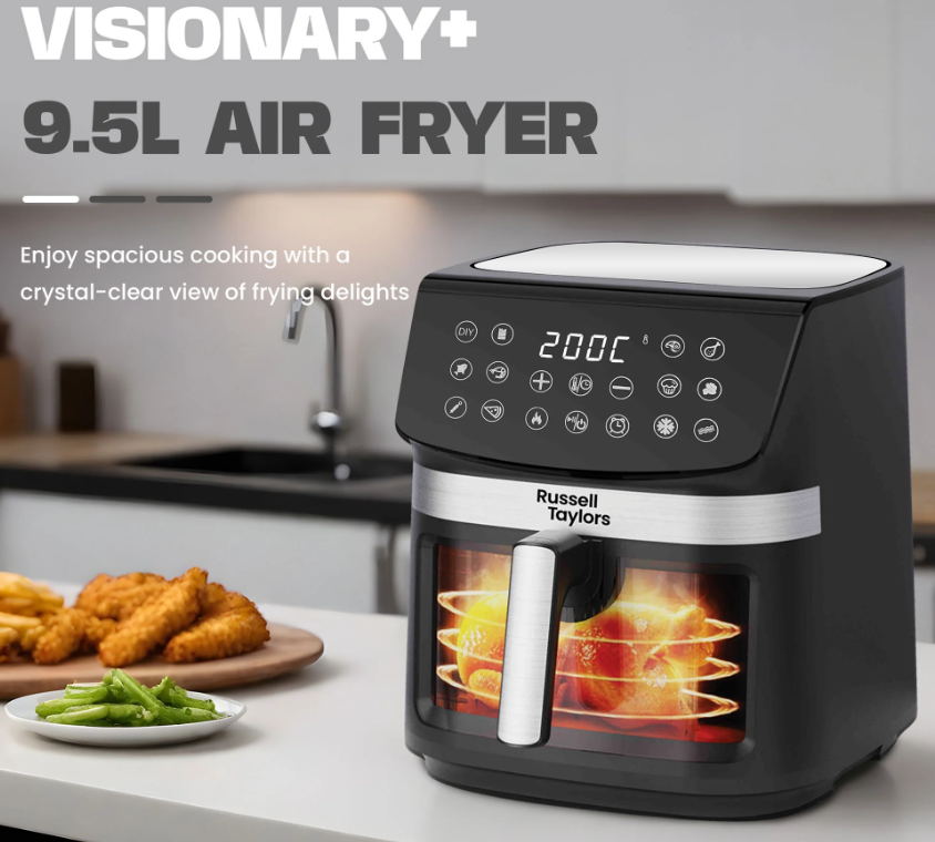 RUSSELL TAYLORS 3D VISIBLE WINDOW DIGITAL AIR FRYER XXL (9.5L) Z9