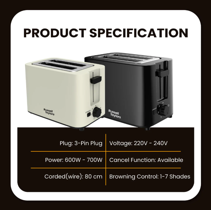RUSSELL TAYLORS 7 SHADES BREAD TOASTER T2
