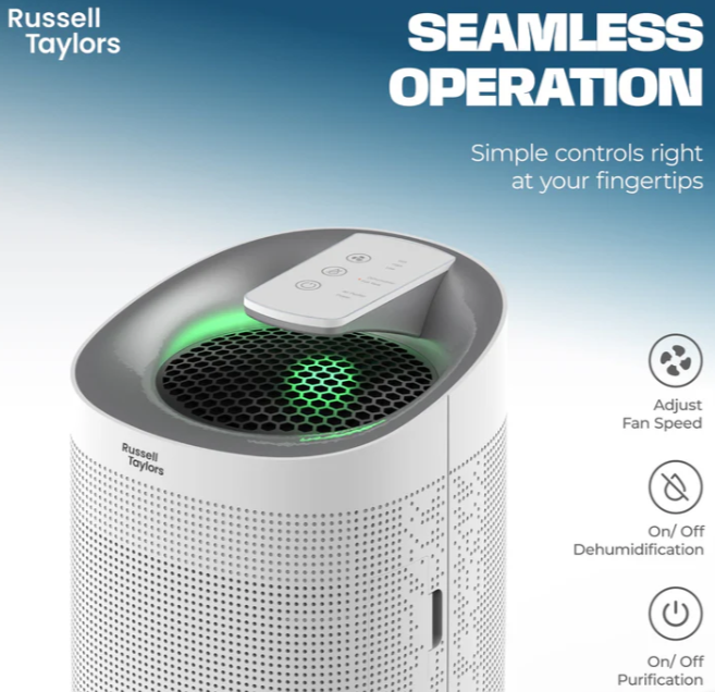 RUSSELL TAYLORS KAPPA+ 2-IN-1 DEHUMIDIFIER & AIR PURIFIER H13 HEPA Filter