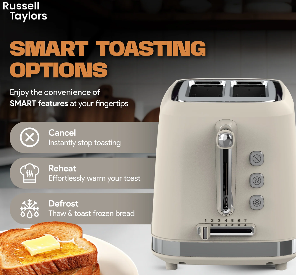 RUSSELL TAYLORS RETRO TOASTER RT-10 (CREAM)