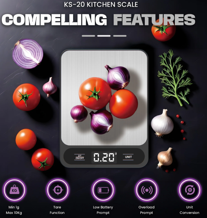 RUSSELL TAYLORS STAINLESS STEEL KITCHEN SCALE (10KG-1G) KS-20